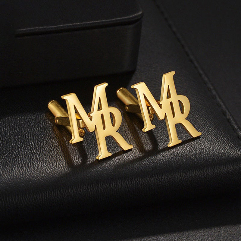 Набор из 2 персонализированных начальных запонок и брошей для женщин, аксессуары из нержавеющей стали