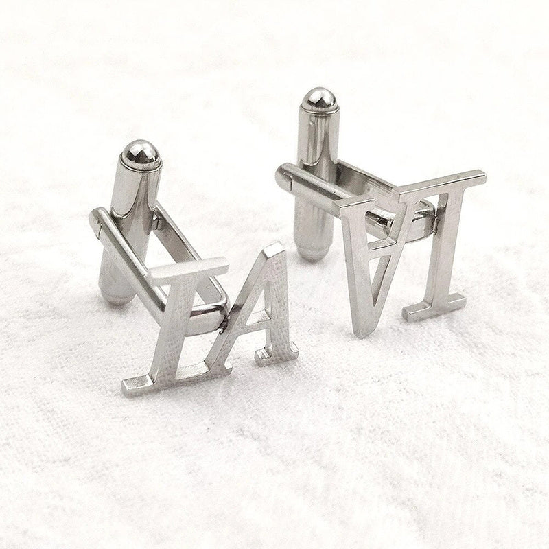 Personalized Stainless Steel Cufflinks with Name and Logo for Men and Grooms