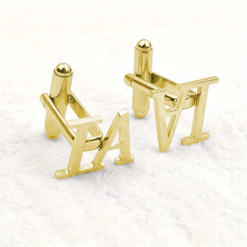 Personalized Stainless Steel Cufflinks with Name and Logo for Men and Grooms