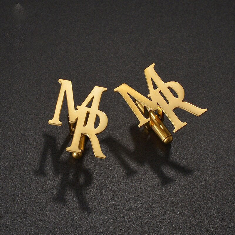 Набор из 2 персонализированных начальных запонок и брошей для женщин, аксессуары из нержавеющей стали