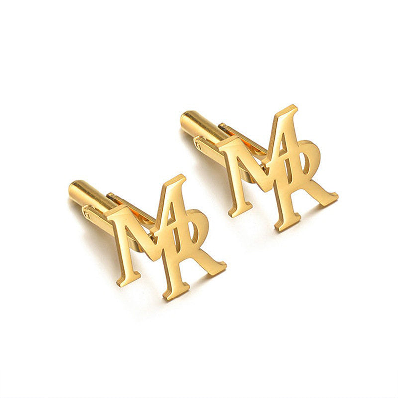 Набор из 2 персонализированных начальных запонок и брошей для женщин, аксессуары из нержавеющей стали
