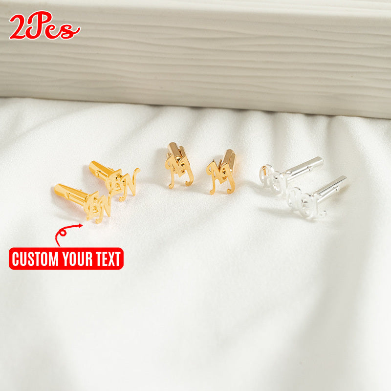 Set of 2 Personalized Stainless Steel Cufflinks with Initials for Groomsmen and Wedding Gifts