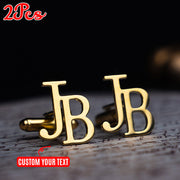 Set of 2 Personalized Monogram Cufflinks Engraved Initial Groomsmen Gift