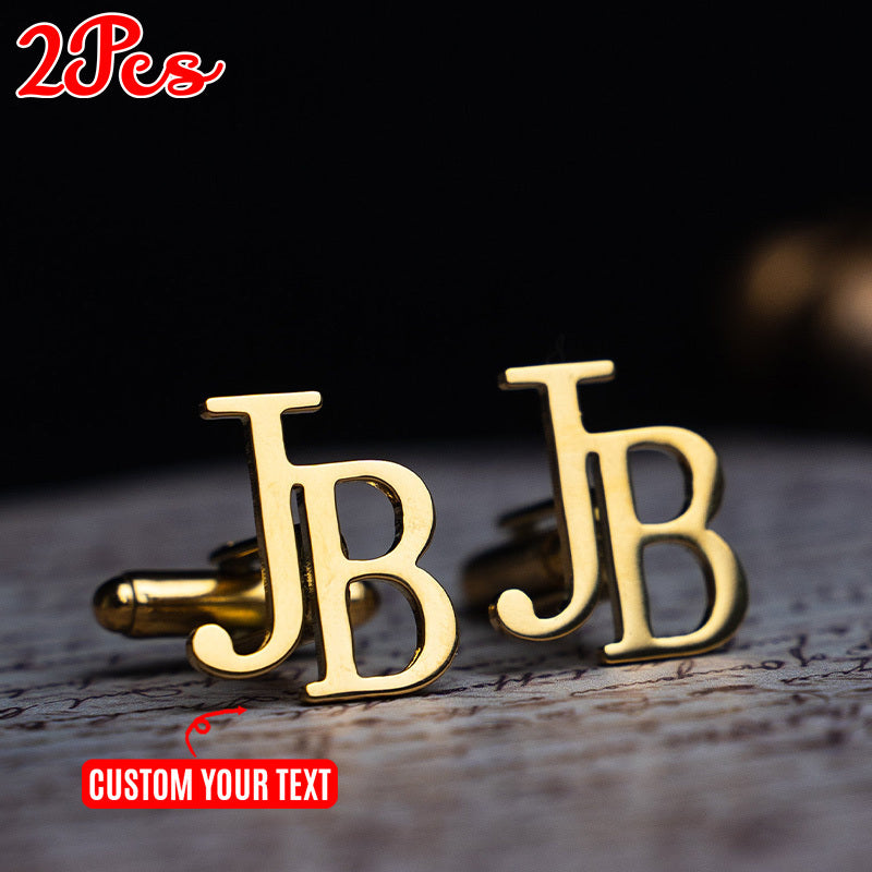 Set of 2 Personalized Monogram Cufflinks Engraved Initial Groomsmen Gift