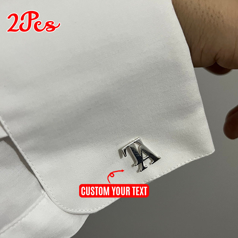 Personalized Wedding Cufflinks Set of 2 Engraved Stainless Steel Initials for Groom and Groomsmen