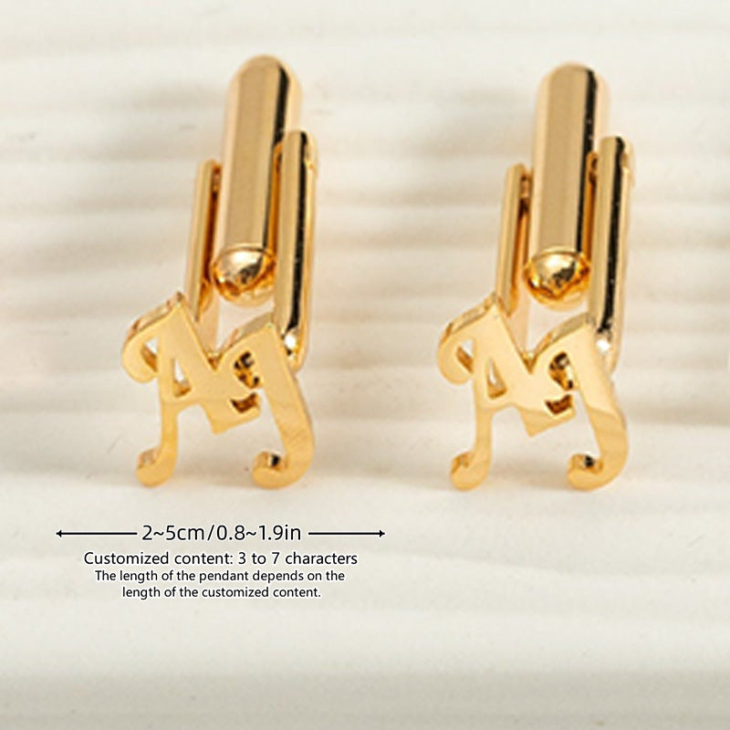 Set of 2 Personalized Stainless Steel Cufflinks with Initials for Groomsmen and Wedding Gifts
