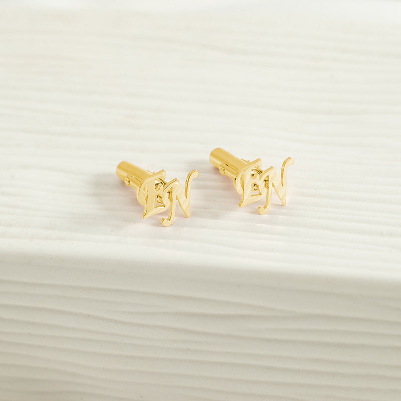 Set of 2 Personalized Stainless Steel Cufflinks with Initials for Groomsmen and Wedding Gifts