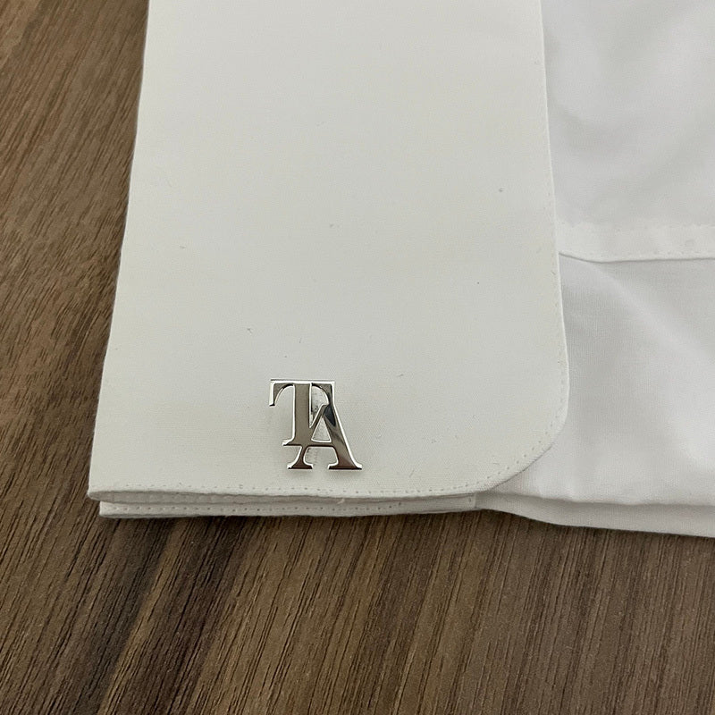 Personalized Wedding Cufflinks Set of 2 Engraved Stainless Steel Initials for Groom and Groomsmen