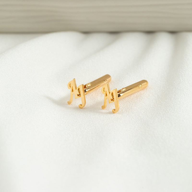 Set of 2 Personalized Stainless Steel Cufflinks with Initials for Groomsmen and Wedding Gifts