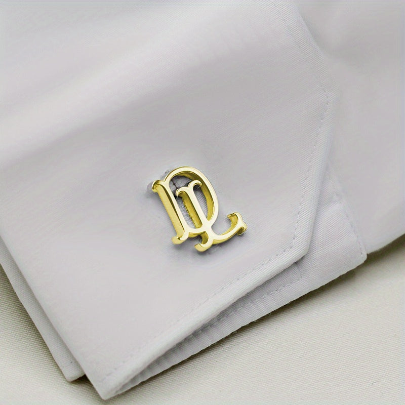 Set of 2 Personalized Silver Cufflinks with Initials Engraving for Groomsmen Wedding Gift