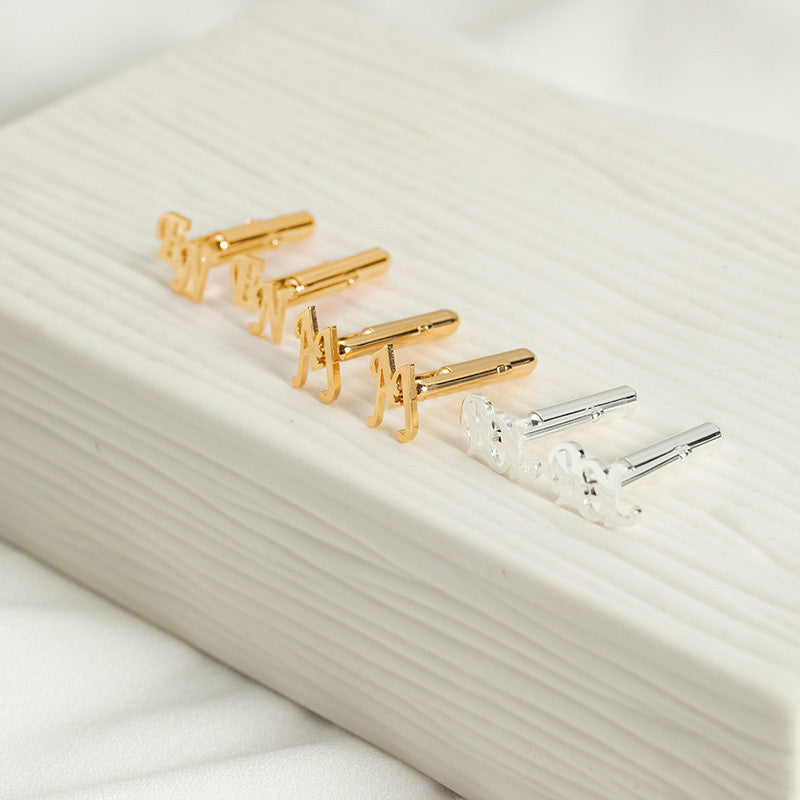 Set of 2 Personalized Stainless Steel Cufflinks with Initials for Groomsmen and Wedding Gifts