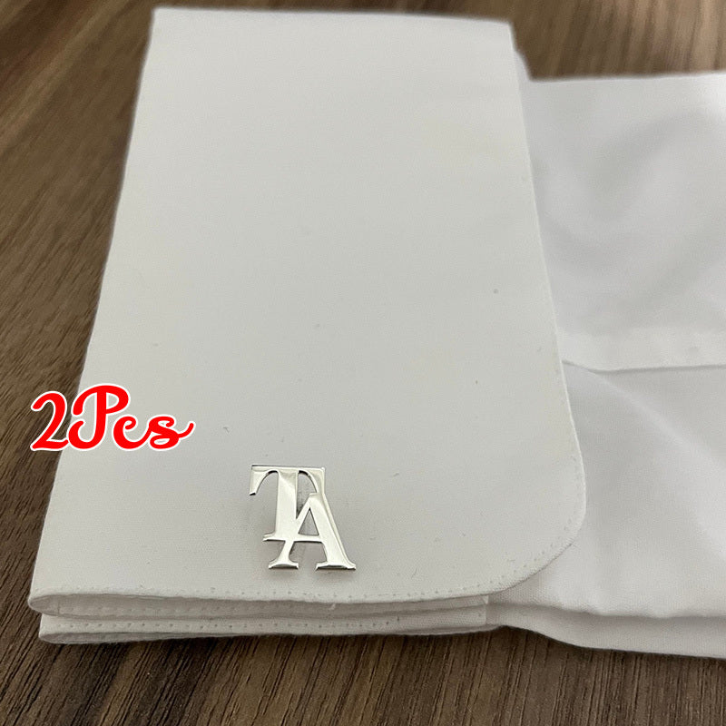 Personalized Wedding Cufflinks Set of 2 Engraved Stainless Steel Initials for Groom and Groomsmen