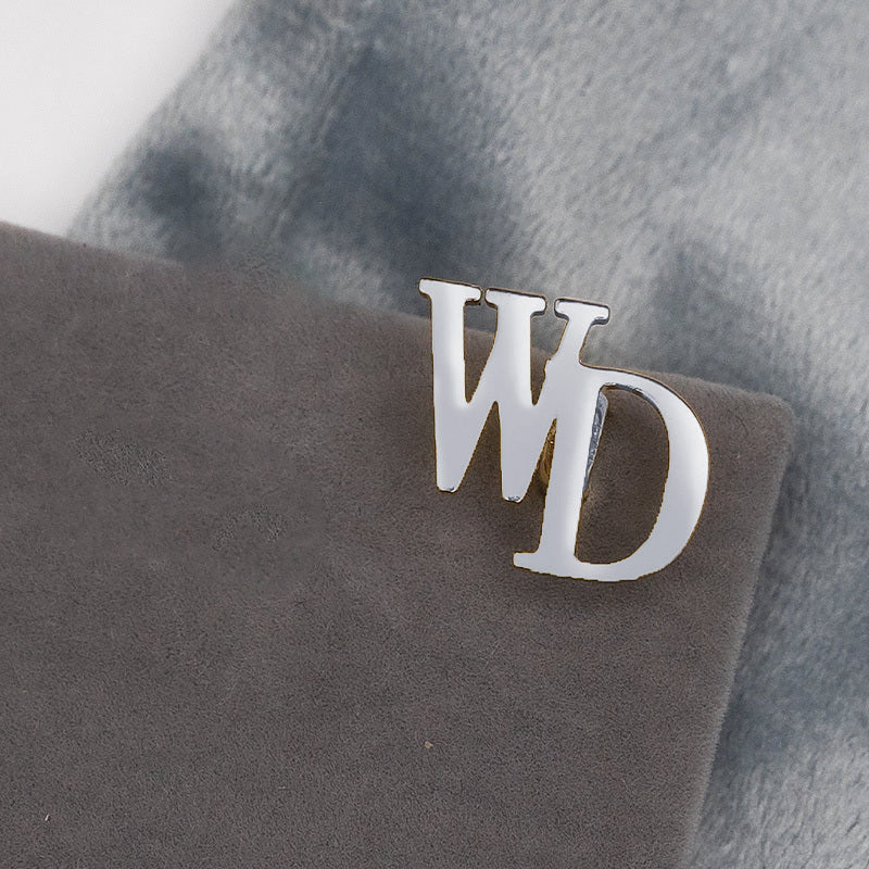 Set of 2 Personalized Monogram Cufflinks Engraved Initial Groomsmen Gift