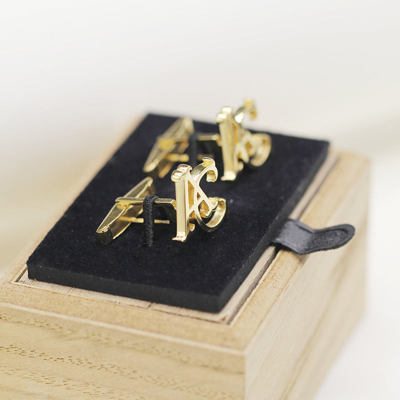 Set of 2 Personalized Silver Cufflinks with Initials Engraving for Groomsmen Wedding Gift