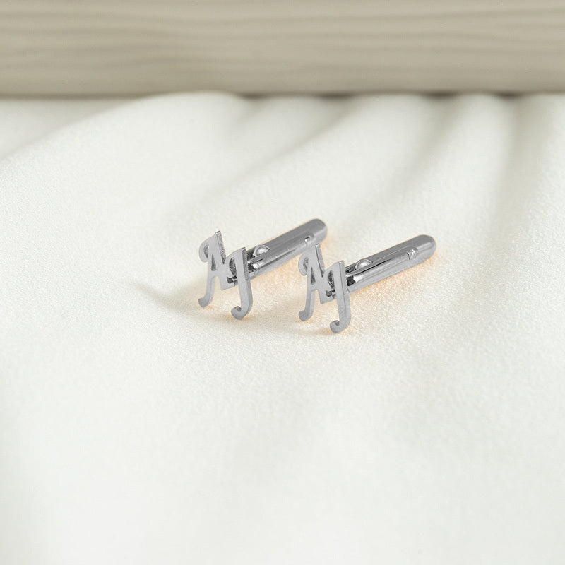 Set of 2 Personalized Stainless Steel Cufflinks with Initials for Groomsmen and Wedding Gifts