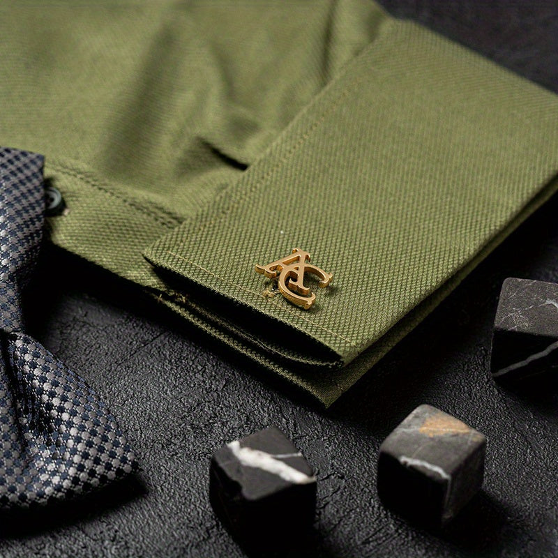 Set of 2 Personalized Silver Cufflinks with Initials Engraving for Groomsmen Wedding Gift