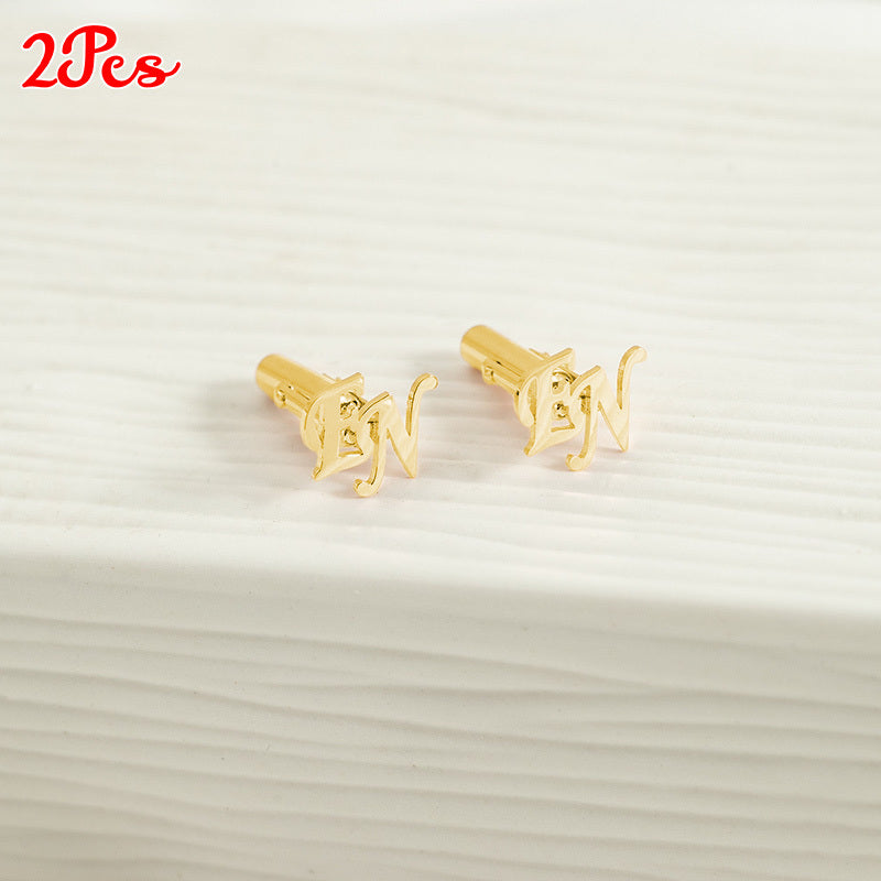Set of 2 Personalized Stainless Steel Cufflinks with Initials for Groomsmen and Wedding Gifts