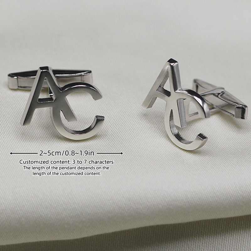 Women's Stainless Steel Initial Cufflinks Set of 2 Personalized Novelty Buttons and Pins