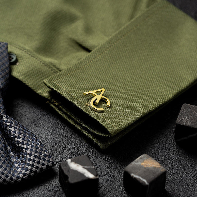 Women's Stainless Steel Initial Cufflinks Set of 2 Personalized Novelty Buttons and Pins