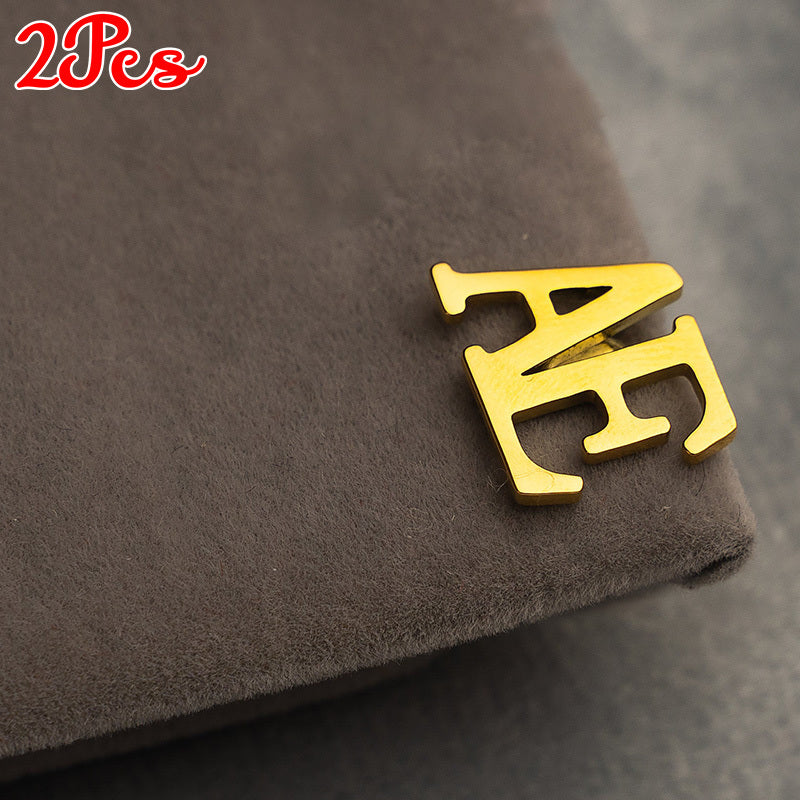Set of 2 Personalized Monogram Cufflinks Engraved Initial Groomsmen Gift