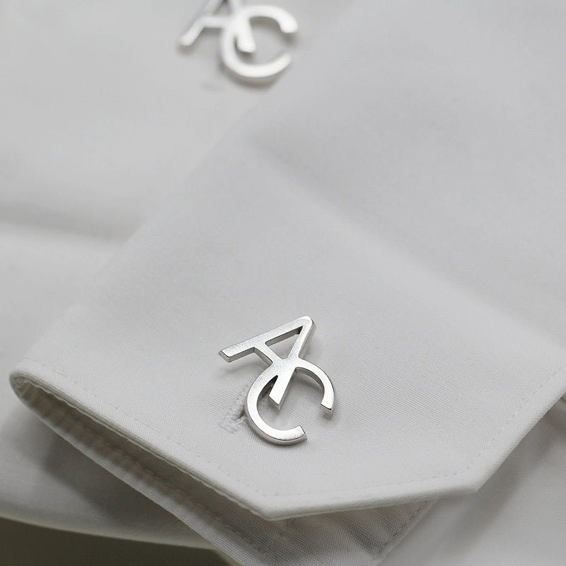 Women's Stainless Steel Initial Cufflinks Set of 2 Personalized Novelty Buttons and Pins