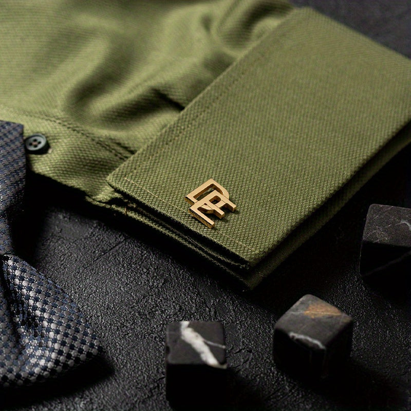 Women's Stainless Steel Initial Cufflinks Set of 2 Personalized Novelty Buttons and Pins