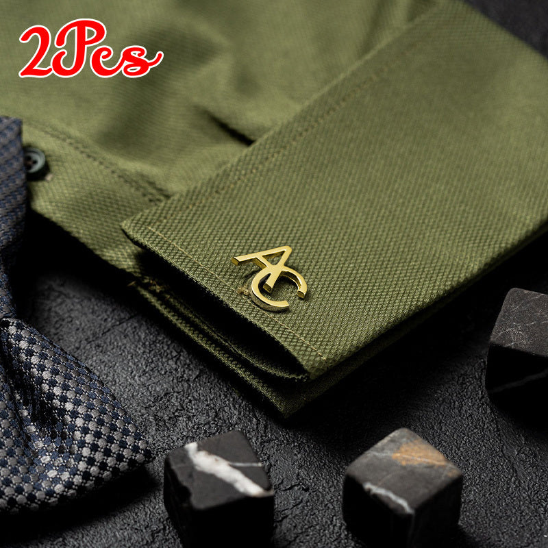 Women's Stainless Steel Initial Cufflinks Set of 2 Personalized Novelty Buttons and Pins