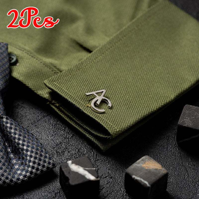Women's Stainless Steel Initial Cufflinks Set of 2 Personalized Novelty Buttons and Pins