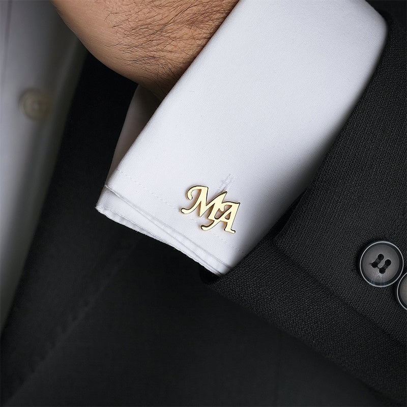 Personalized Engraved Name Logo Cufflinks Set for Men Wedding Groomsmen Father Gift