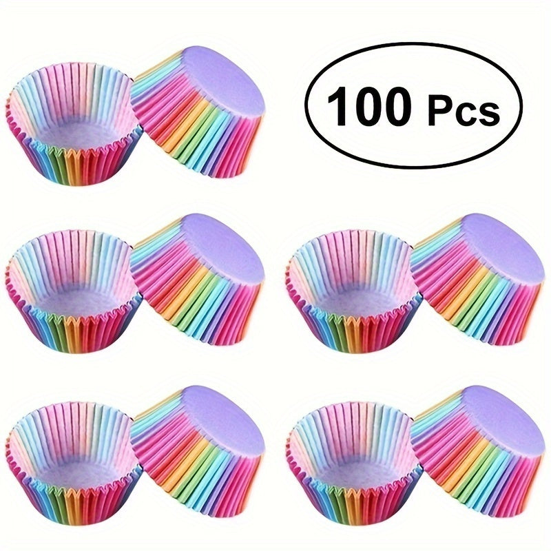 Rainbow Disposable Muffin Cups 100 Count Bright Cupcake Liners for Baking and Parties
