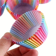 Rainbow Disposable Muffin Cups 100 Count Bright Cupcake Liners for Baking and Parties