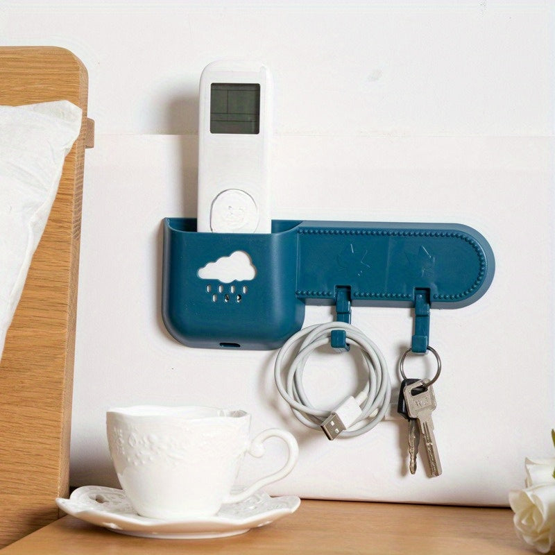 Wall-Mounted Organizer Set with Phone Charging Holder and Key Hooks for Bedroom Bathroom