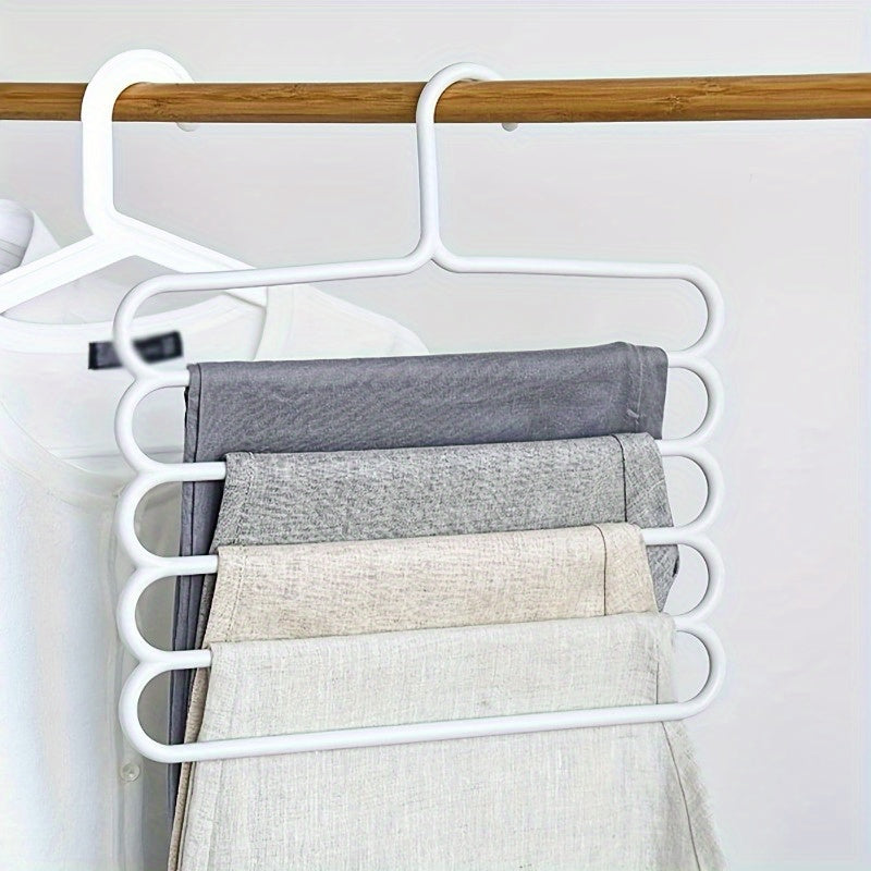 Multifunctional Five-Layer Pants Rack Clothes Organizer with Anti-Slip and Scarf Storage