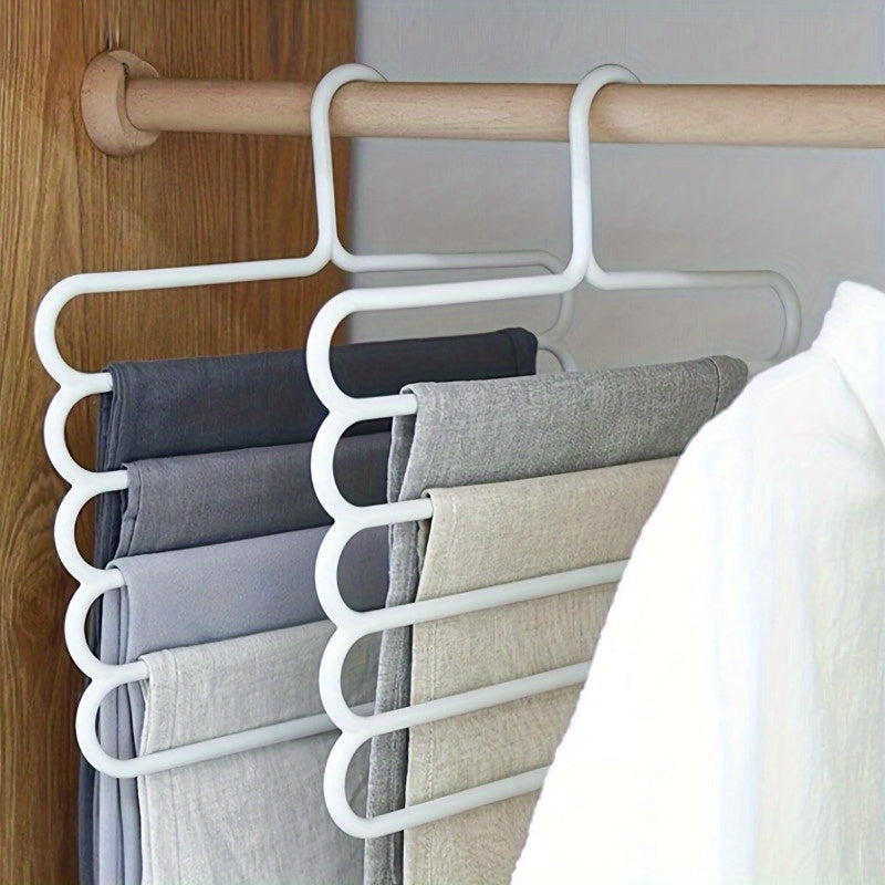 Multifunctional Five-Layer Pants Rack Clothes Organizer with Anti-Slip and Scarf Storage