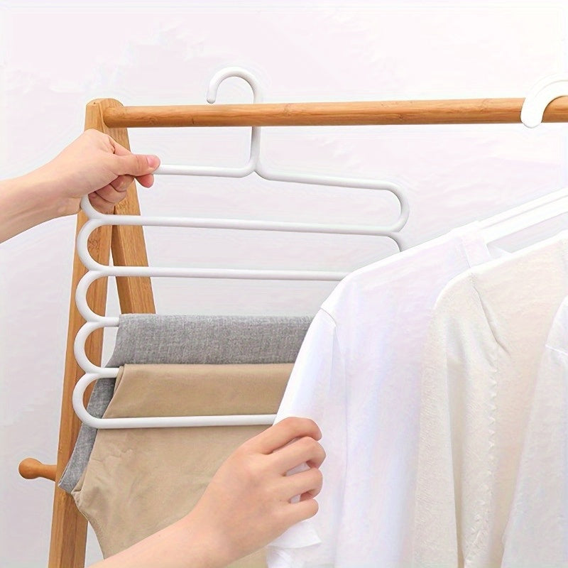 Multifunctional Five-Layer Pants Rack Clothes Organizer with Anti-Slip and Scarf Storage