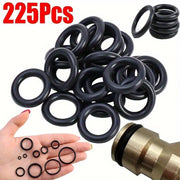 225-Piece O-Ring Kit Rubber Seals for Automotive Machinery Oil Water Resistant