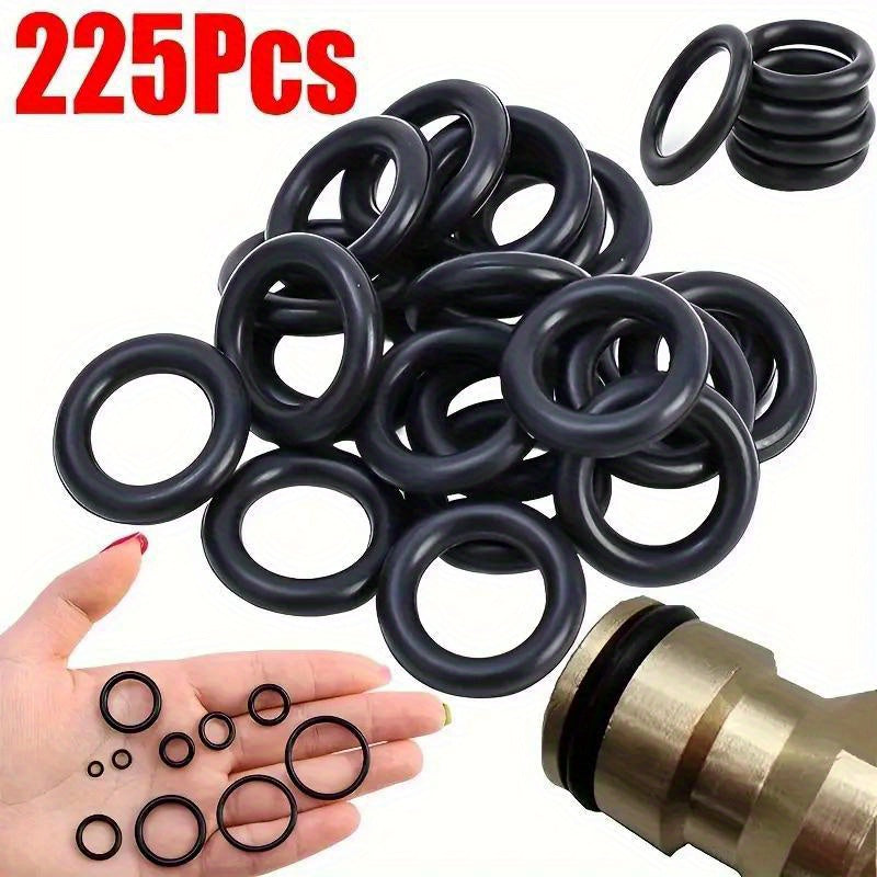 225pcs O-Ring Assortment Set Synthetic Rubber Seals for Automotive Machinery 6-18mm