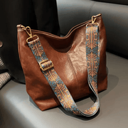 Bohemian Style Geometric PU Leather Hobo Bag for Going Out Light Brown