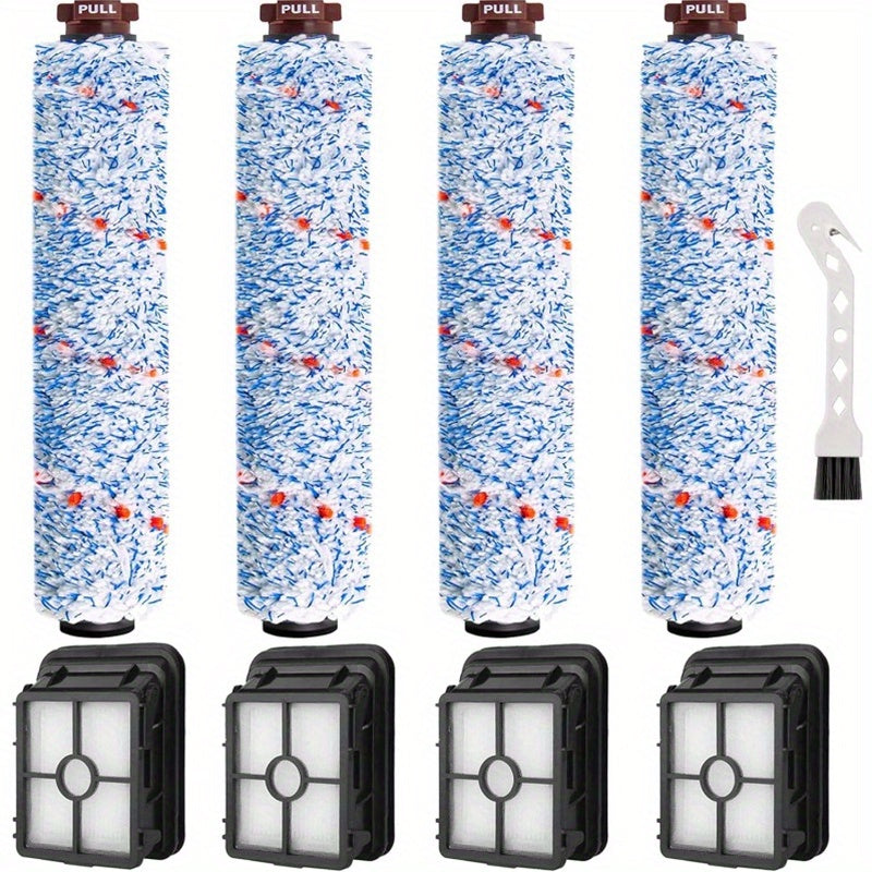 8 ta bo'lakli vakuum almashtirish qismlari to'plami, ko'p yuzali tozalash filtrlari va cho'tka rulolari uchun