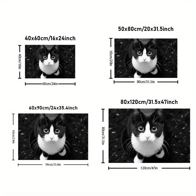 Alfombra antideslizante con patrón de gatos de poliéster para interior y exterior, antideslizante, alfombra de baño