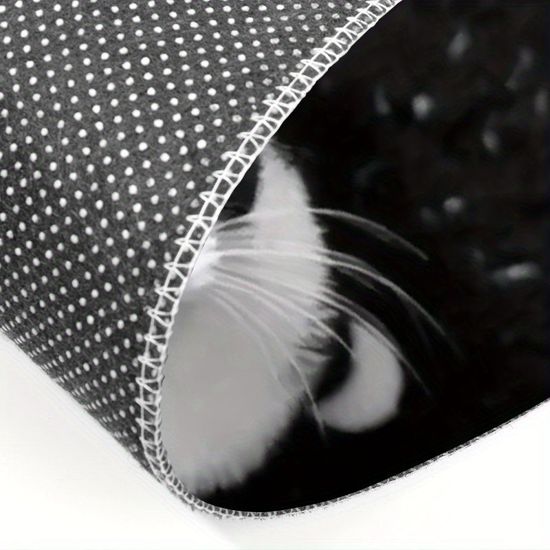 Alfombra antideslizante con patrón de gatos de poliéster para interior y exterior, antideslizante, alfombra de baño