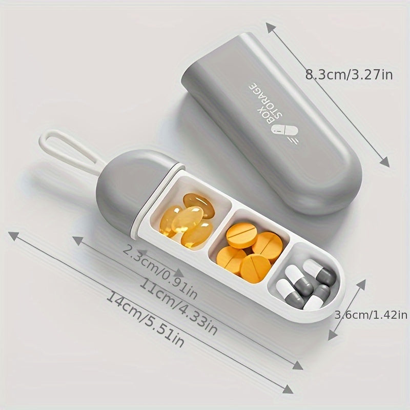 Mini Portable Pill Organizer with Three Compartments for Travel