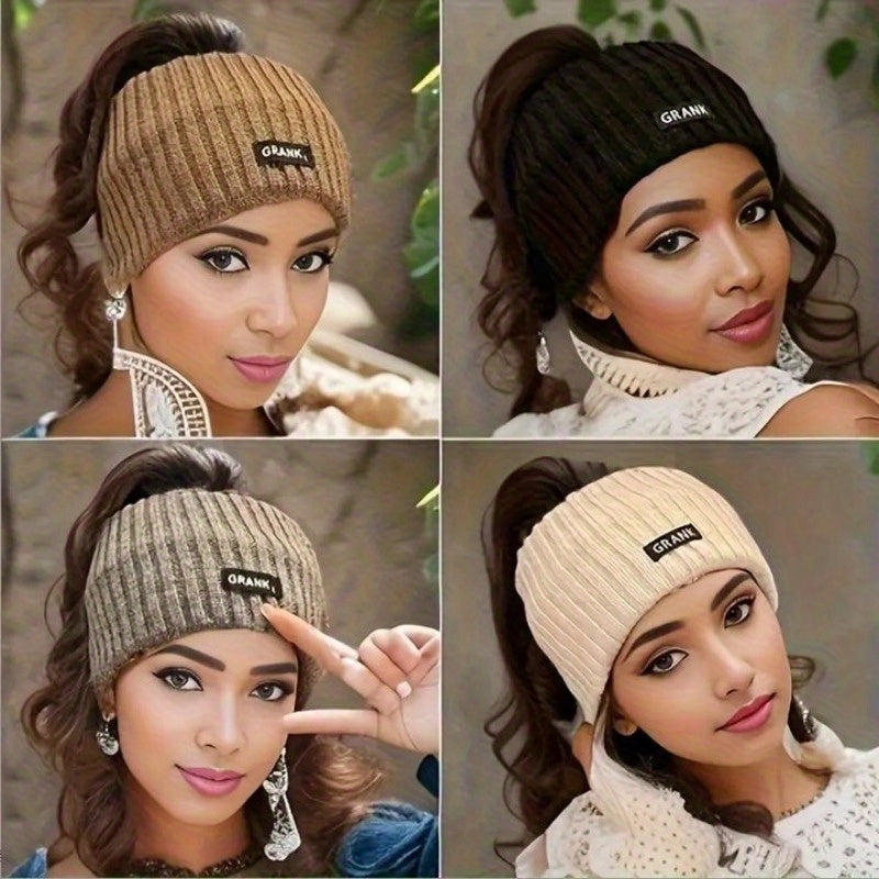 Cotton Knit Headband for Women Braided Turban Style Ribbed Texture Beige Brown Gray