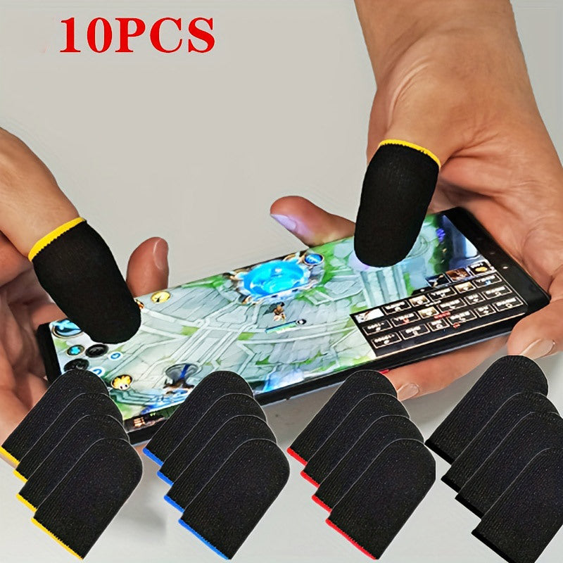 10PCS Polyamide Finger Sleeves for Gaming High Sensitivity Touchscreen Anti-Slip Sweat-Absorbing