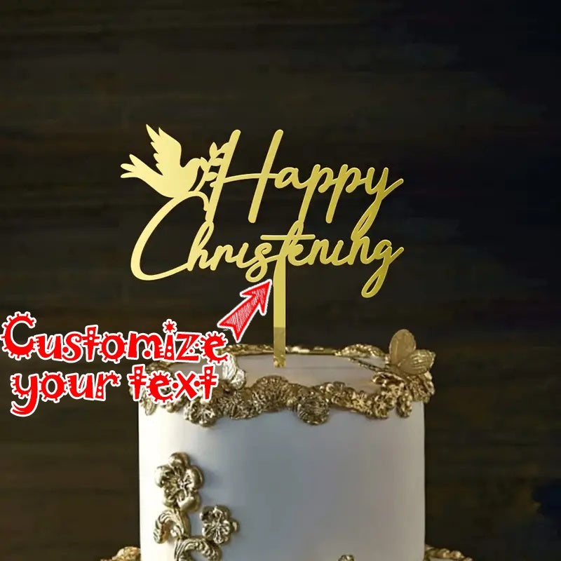 Personalized Acrylic Cake Topper for Christening and Birthday Celebration Customizable Dessert Table Decor