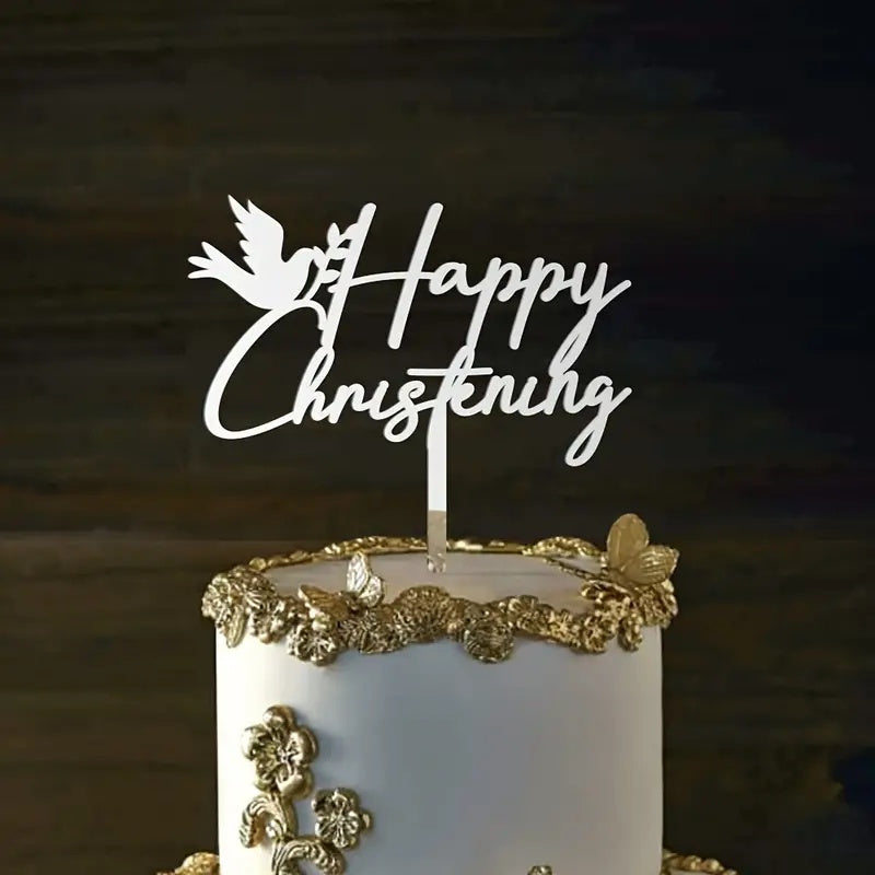 Personalized Acrylic Cake Topper for Christening and Birthday Celebration Customizable Dessert Table Decor