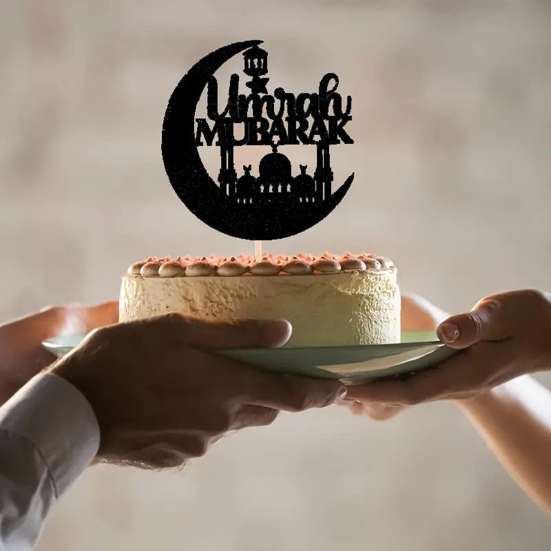 Black Acrylic Cake Topper for Islamic Celebrations and Birthdays 1 Piece