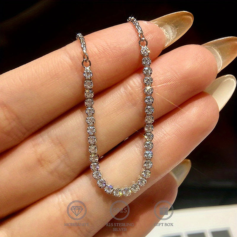 Moissanite Tennis Bracelet 3.5 Carats Adjustable S925 Silver for Weddings Engagements Valentine