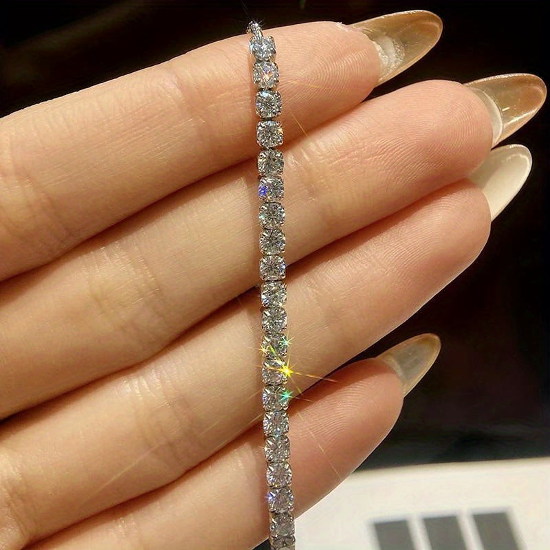 Moissanite Tennis Bracelet 3.5 Carats Adjustable S925 Silver for Weddings Engagements Valentine