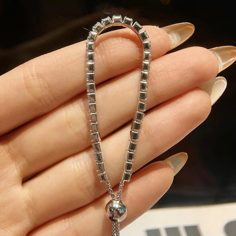 Moissanite Tennis Bracelet 3.5 Carats Adjustable S925 Silver for Weddings Engagements Valentine